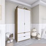 Hanah Home Armario 90 Cm 1600-015 Nogal Claro y Blanco